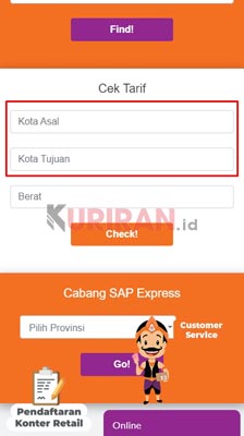 Cek Ongkir SAP Express